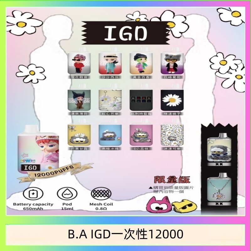 B.A IGD一次性12000 B.A IGD12000口 電子煙